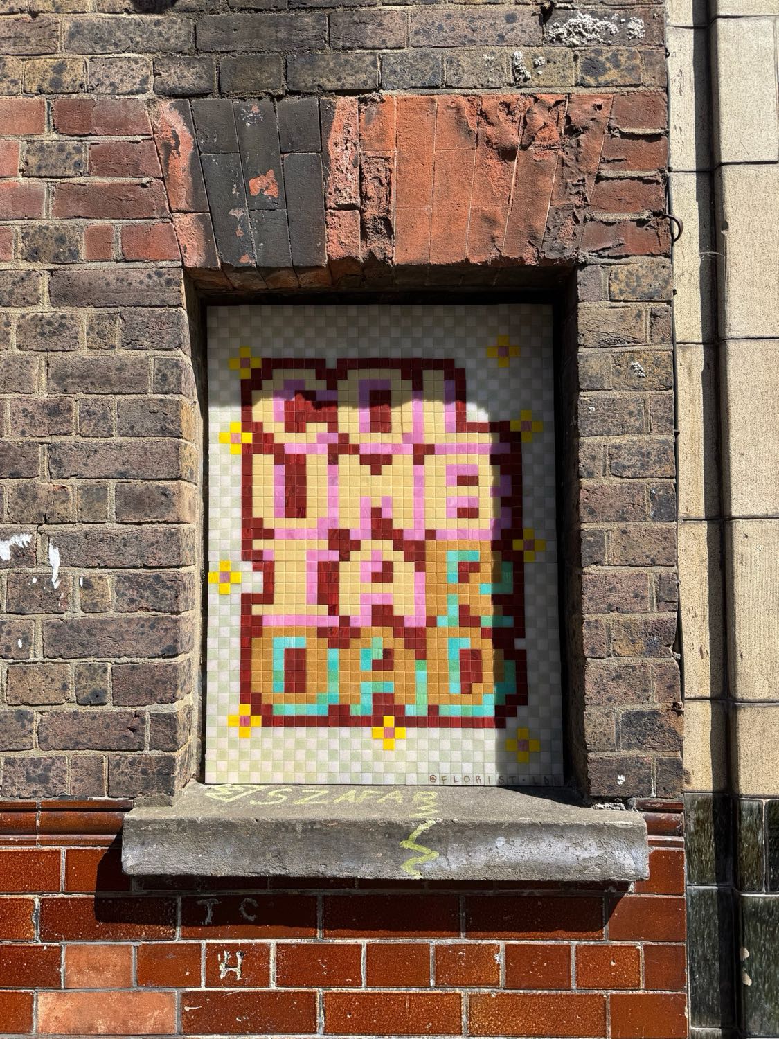 Columbia Road / Royal Oak Pub mosaic artwork in London