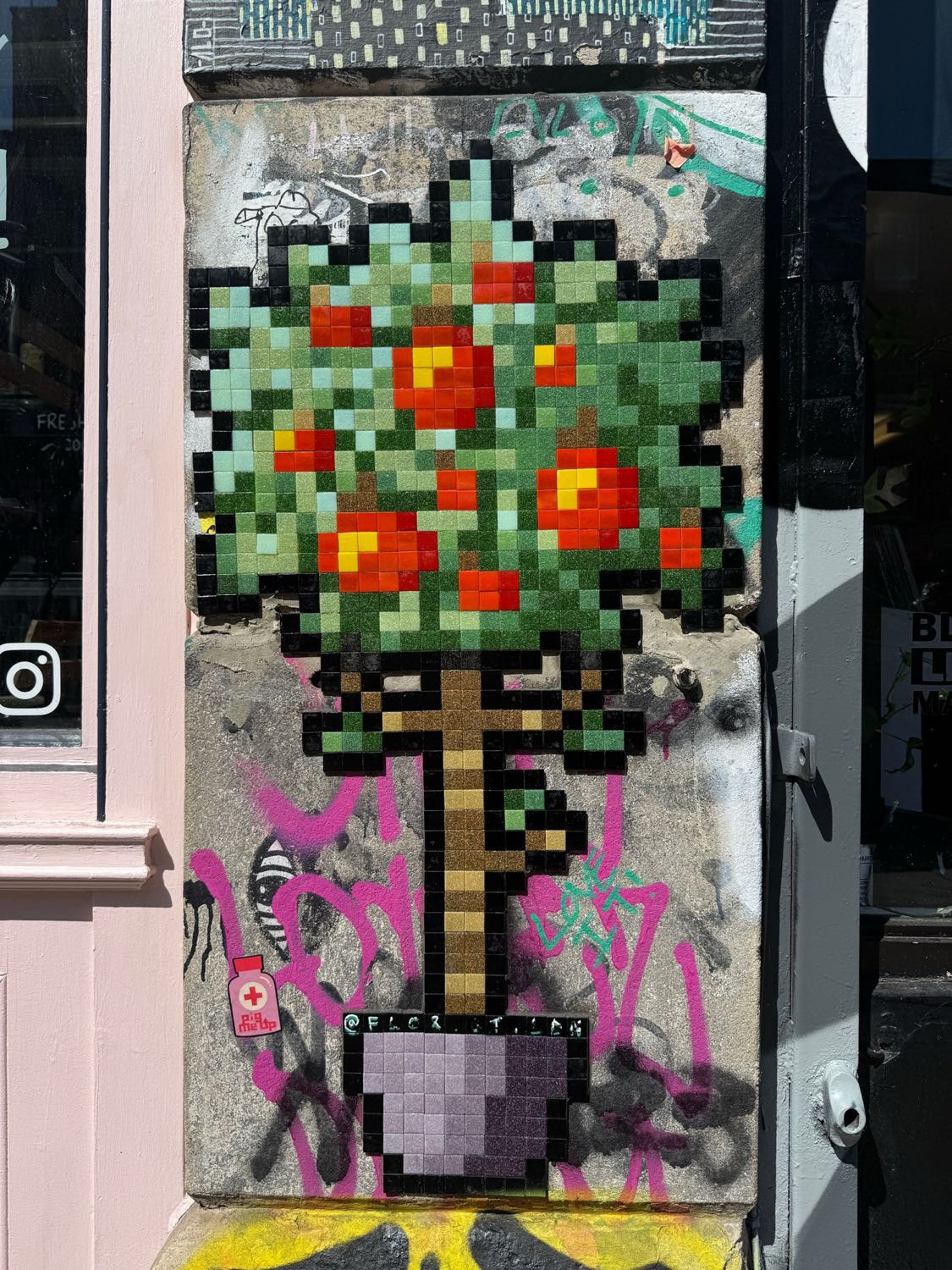 127 Bethnal Green Road / In between 'Float Coffee' & 'Flashback Records' mosaic artwork in London