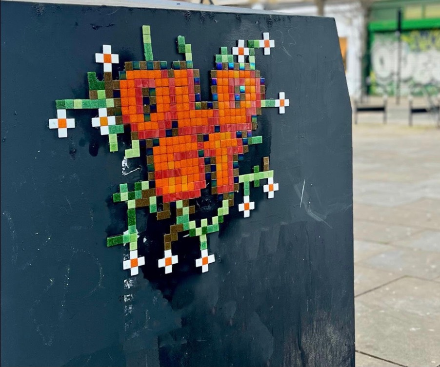 Great Eastern Street, in the square opposite the Art' Otel mosaic artwork in London