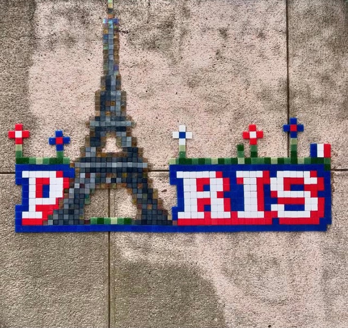 Quai Jaques Chirac/Eiffel Tower, Paris France. mosaic artwork in Paris